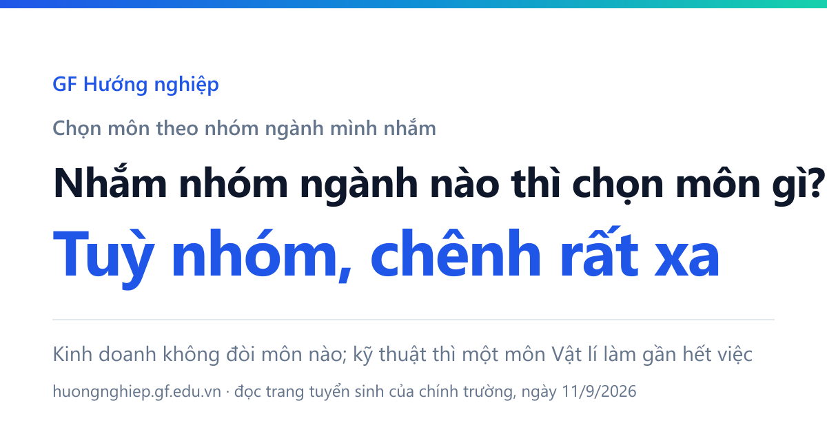 Nhắm nhóm ngành nào thì chọn môn gì? Kinh doanh không đòi môn nào; kỹ thuật thì một môn Vật lí làm gần hết việc.