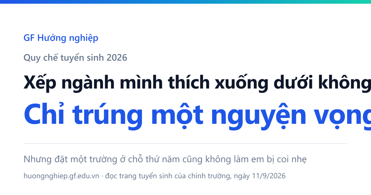 Mỗi thí sinh chỉ trúng tuyển một nguyện vọng cao nhất đủ điều kiện, nên xếp ngành mình thích xuống dưới là tự mất nó.
