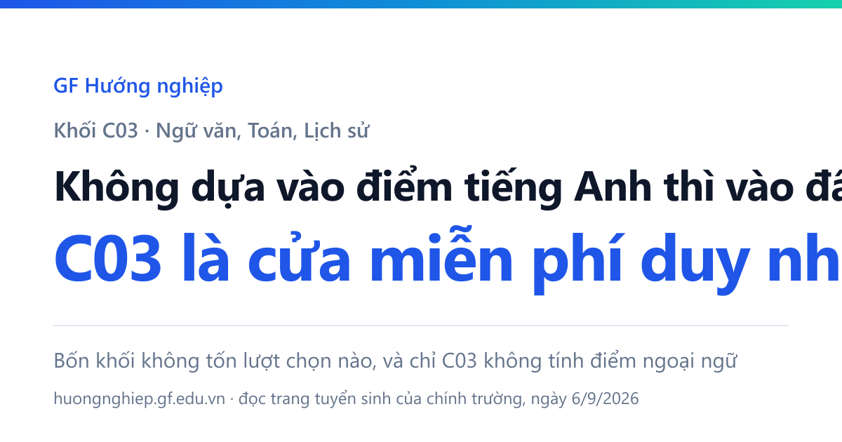 Không dựa vào điểm tiếng Anh thì vào đâu? Bốn khối không tốn lượt chọn nào, và chỉ C03 không tính điểm ngoại ngữ.