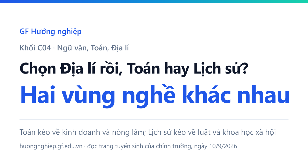Chọn Địa lí rồi, Toán hay Lịch sử? Toán kéo về kinh doanh và nông lâm; Lịch sử kéo về luật và khoa học xã hội.
